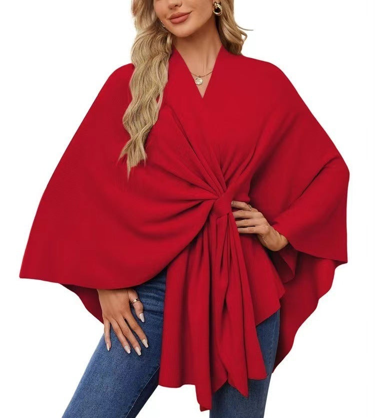 Loose V-neck Shawl Cape Fashionable Jacket