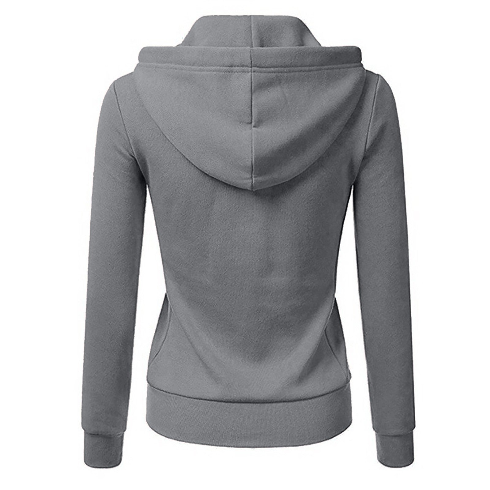 Ladies Casual Hooded Zipper Solid Color Sweater Coat