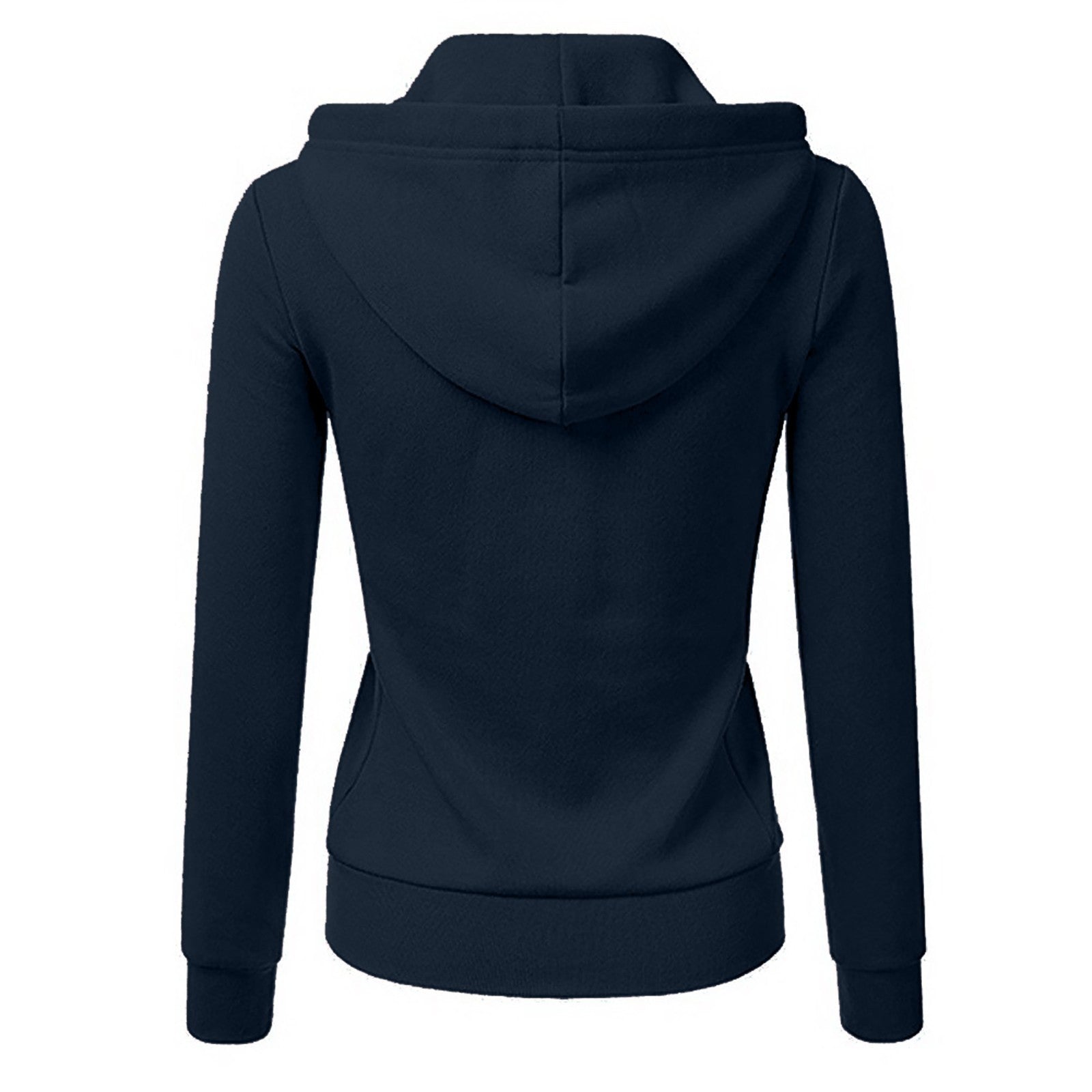 Ladies Casual Hooded Zipper Solid Color Sweater Coat