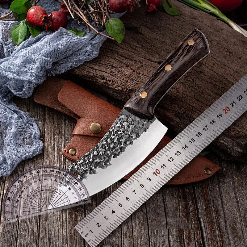 Segmented Forged Leather Sheath Sharp Non-grinding Picnic Knife - Image #7