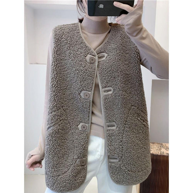 Artificial Lamb Fur Fur One Loose Outer Sleeveless Vest