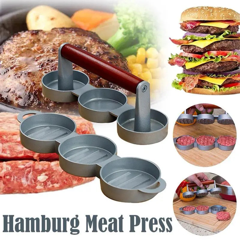 Mini Burger Press Slider Patty Wood Handle Hamburger Press Burger Press Maker Grill BBQ Party Maker Meat Press Kitchen Gadgets - Image #1