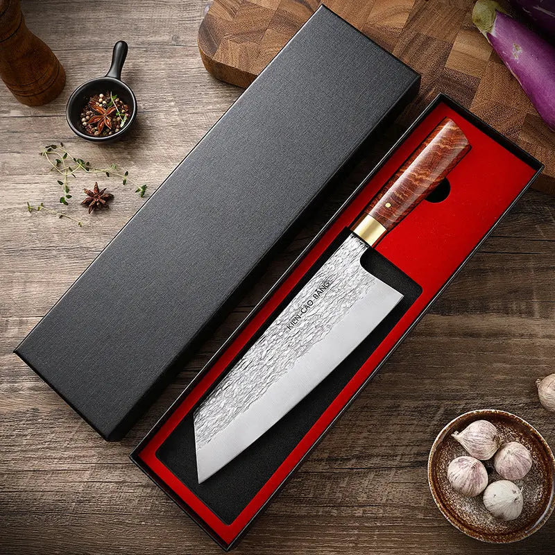 High Chromium Carbon Stainless Steel Kitchen Knife Solid Wood Handle - Image #1