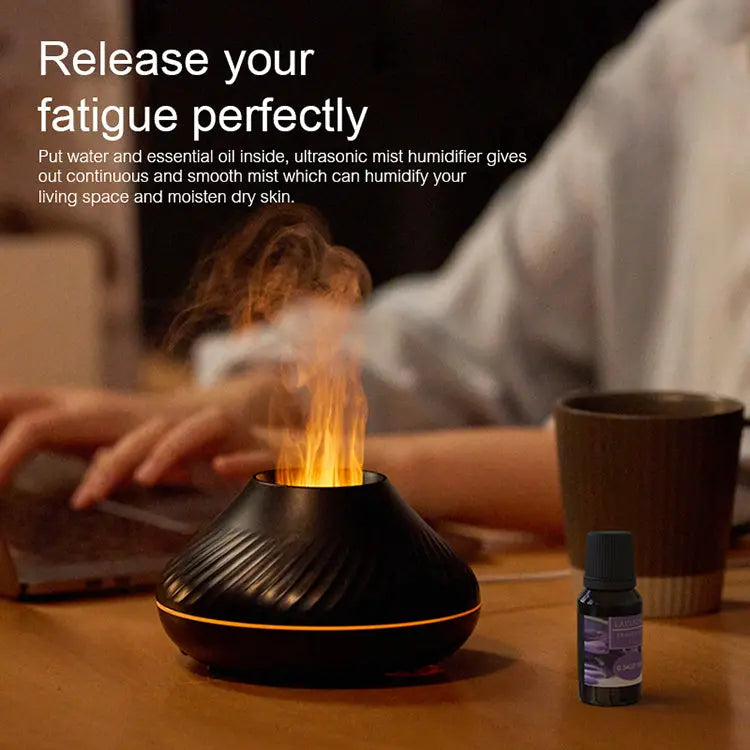 Newest RGB Flame Aroma Diffuser 130Ml 3d Colorful Flame Humidifier Fire Volcano Diffuser Flame - Image #4