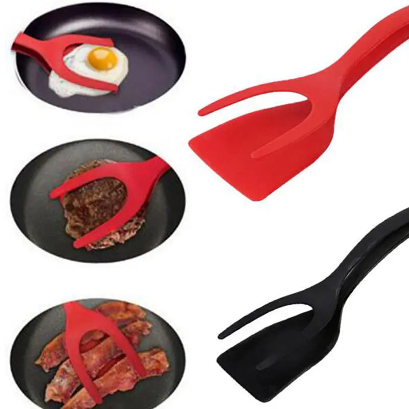 2 In 1 Grip And Flip Tongs Egg Spatula Tongs Clamp Pancake Fried Egg French Toast Omelet Overturned Kitchen Accessories - Image #2