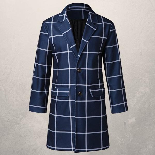 Men's plaid trench coat