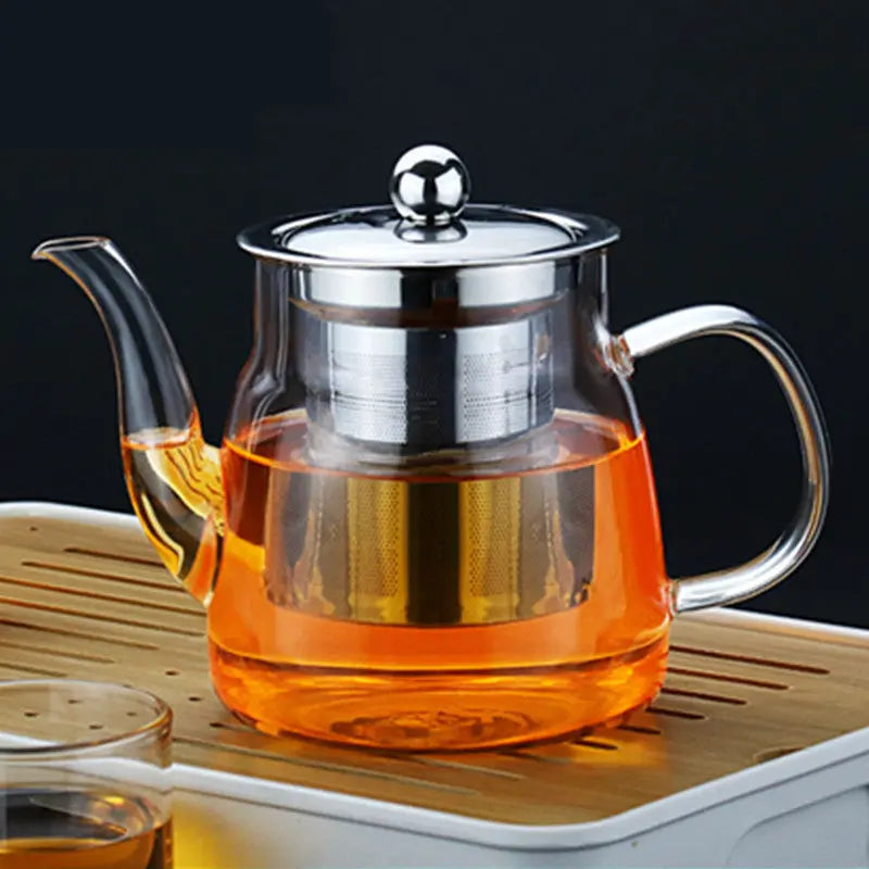 Stainless Steel Filter Liner Transparent Glass Scented Teapot - Image #1