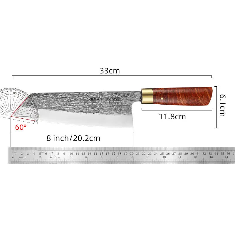 High Chromium Carbon Stainless Steel Kitchen Knife Solid Wood Handle - Image #5