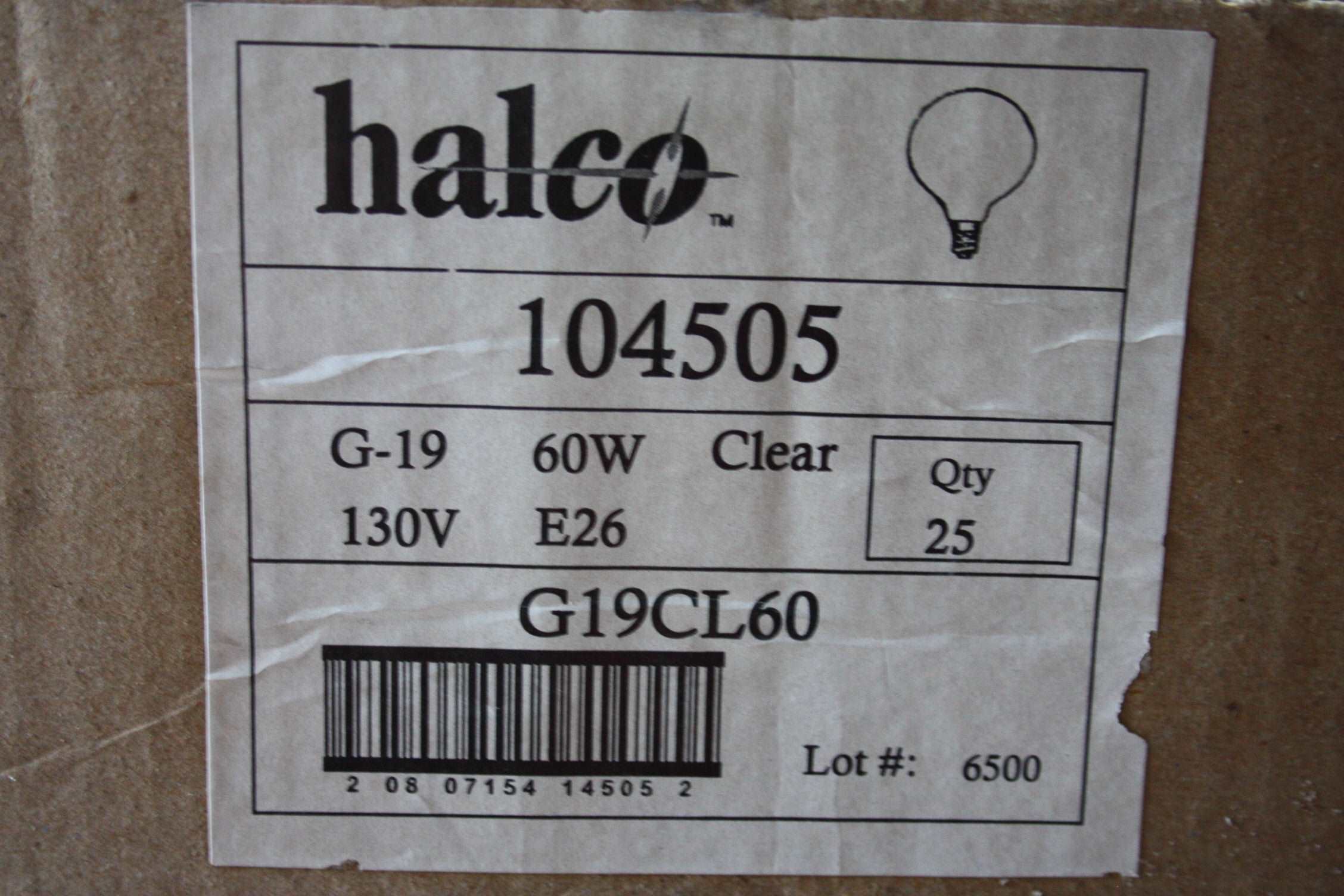 Lot of 25 Halco 104505 G-19 60W Clear Qty 130V E26 25 G19CL60 Freedom Finds Bazaar