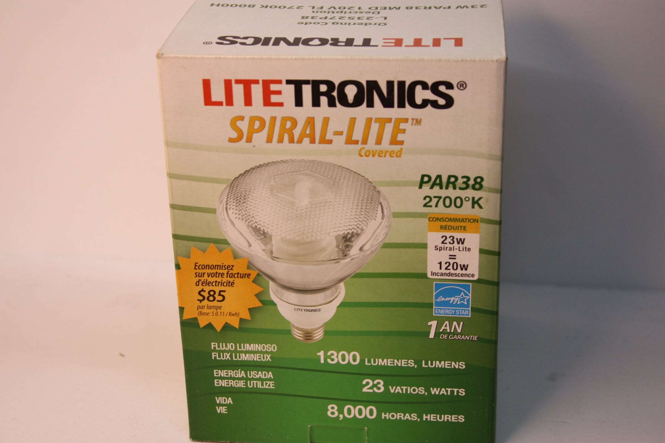 1 Pair LITETRONICS L-1575 SPIRAL-LITE PAR 38 CFL FLOOD LAMP 23 WATT L-23527P38 Freedom Finds Bazaar