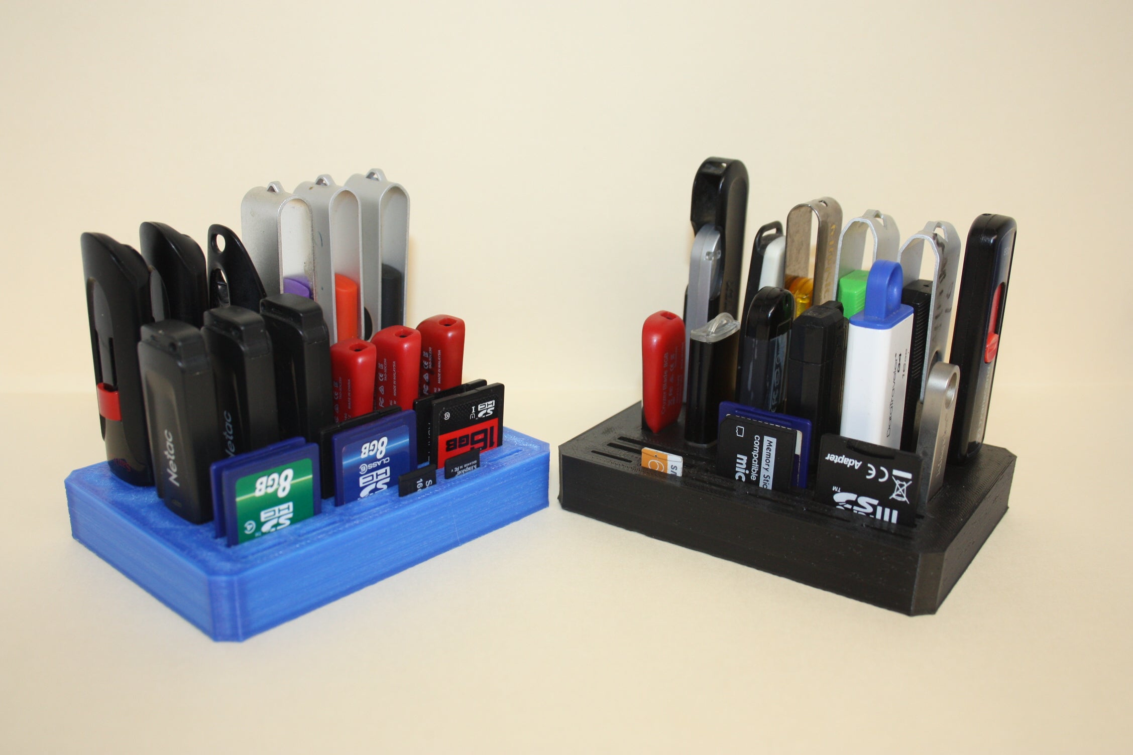 UsbStick 12, SDCard 6, microSDcard 6 Holder , Desktop Usb Organizer 3D Printed