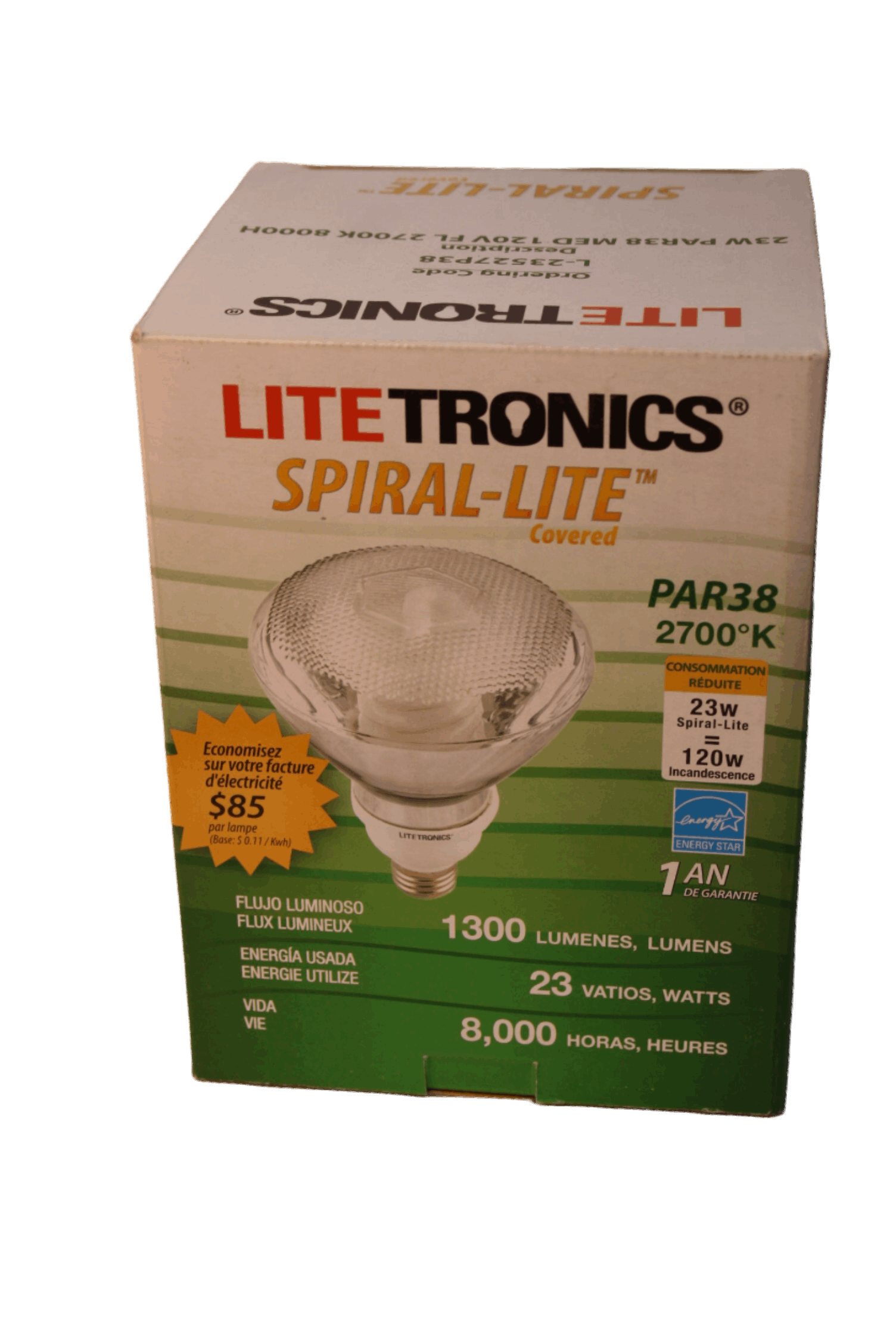 1 Pair LITETRONICS L-1575 SPIRAL-LITE PAR 38 CFL FLOOD LAMP 23 WATT L-23527P38 Freedom Finds Bazaar