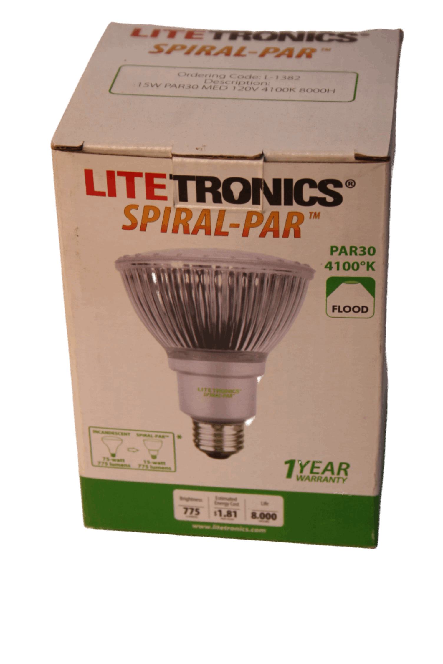 1 Pair LITETRONICS® TM SPIRAL-PAR30  L-1382  MED 120V 4100K 8000H 15W Freedom Finds Bazaar