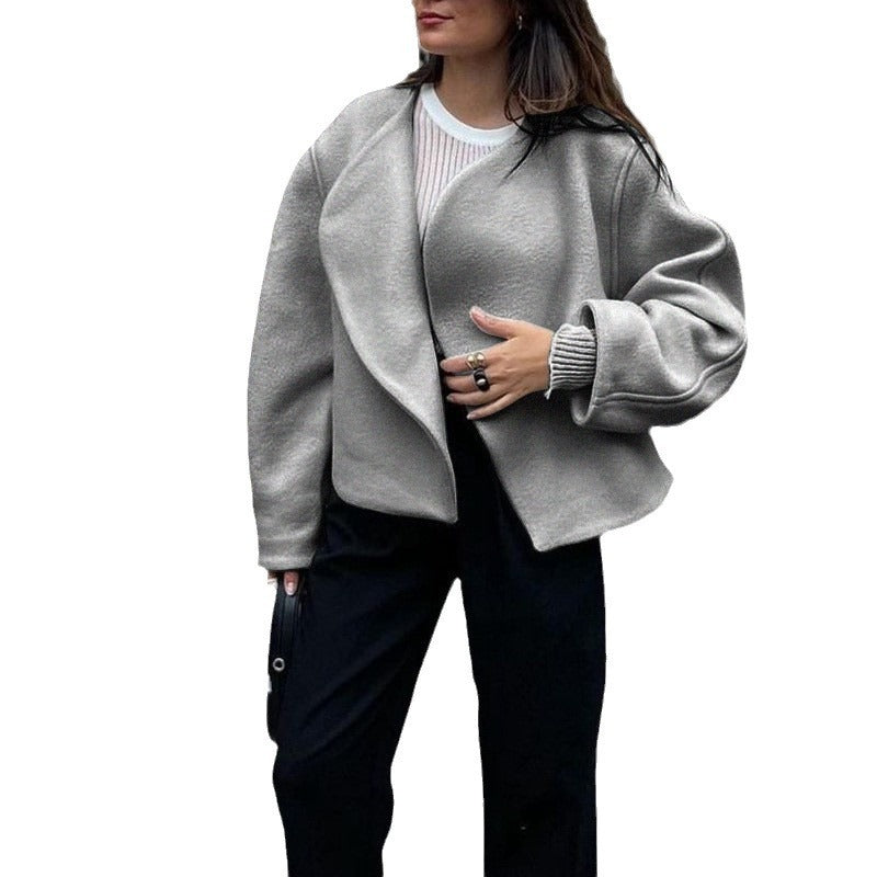 European And American New Cardigan Fan-shaped Buckle-free Cardigan Design Thickened Women's Coat