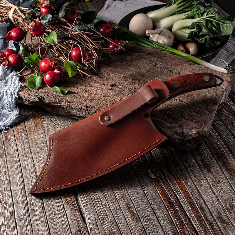 Segmented Forged Leather Sheath Sharp Non-grinding Picnic Knife - Image #10