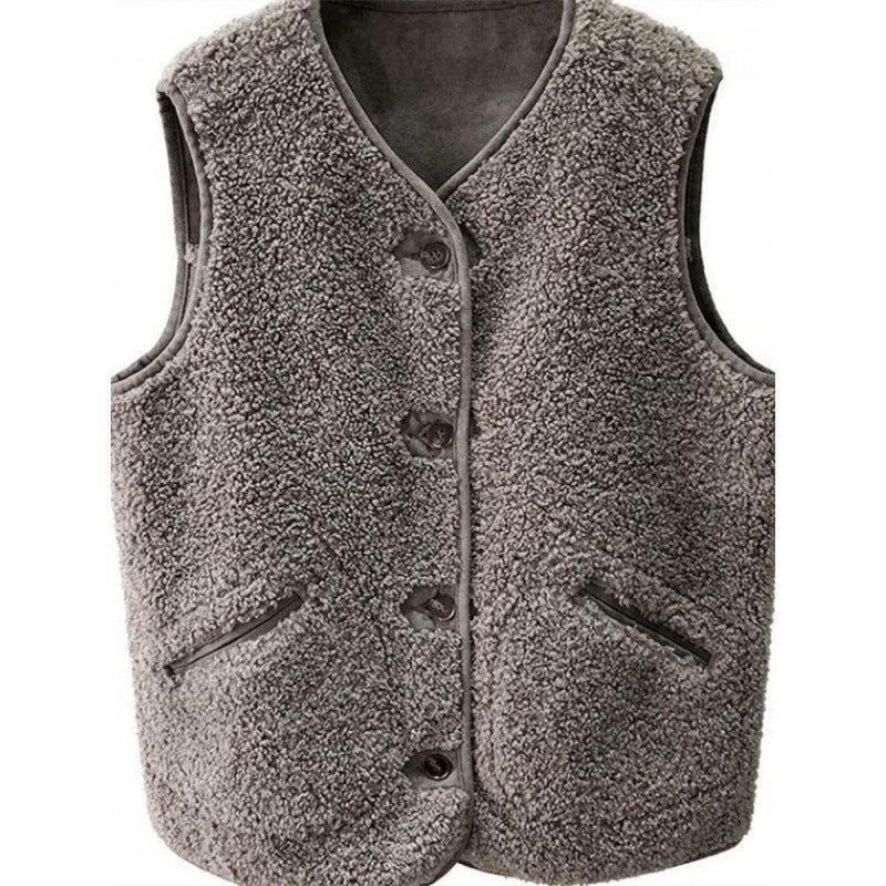 Artificial Lamb Fur Fur One Loose Outer Sleeveless Vest