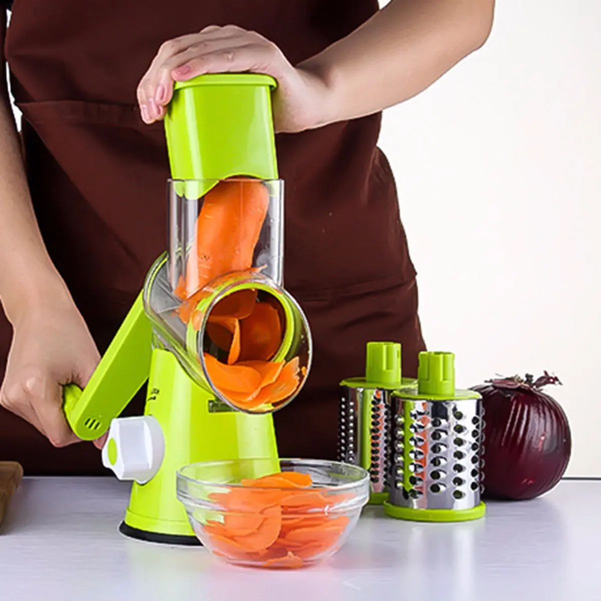 Vegetable Cutter Round Mandoline Slicer Potato Julienne Carrot Grater Cheese - Image #1