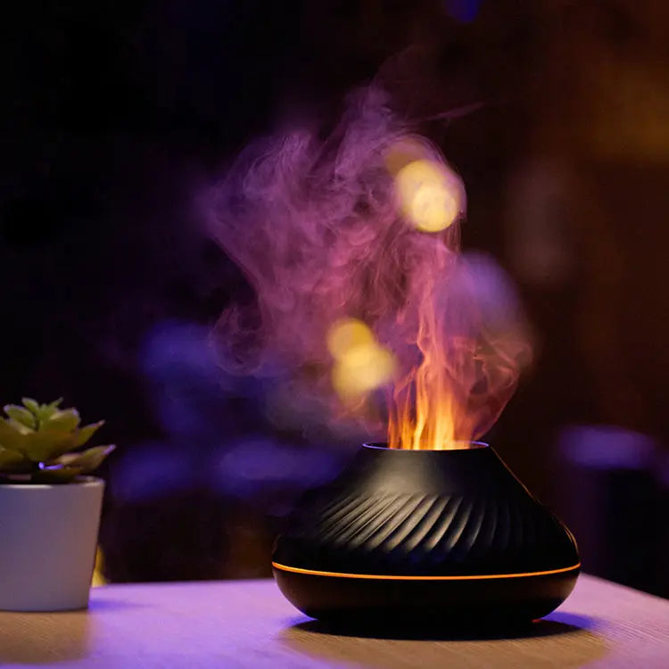 Newest RGB Flame Aroma Diffuser 130Ml 3d Colorful Flame Humidifier Fire Volcano Diffuser Flame - Image #5