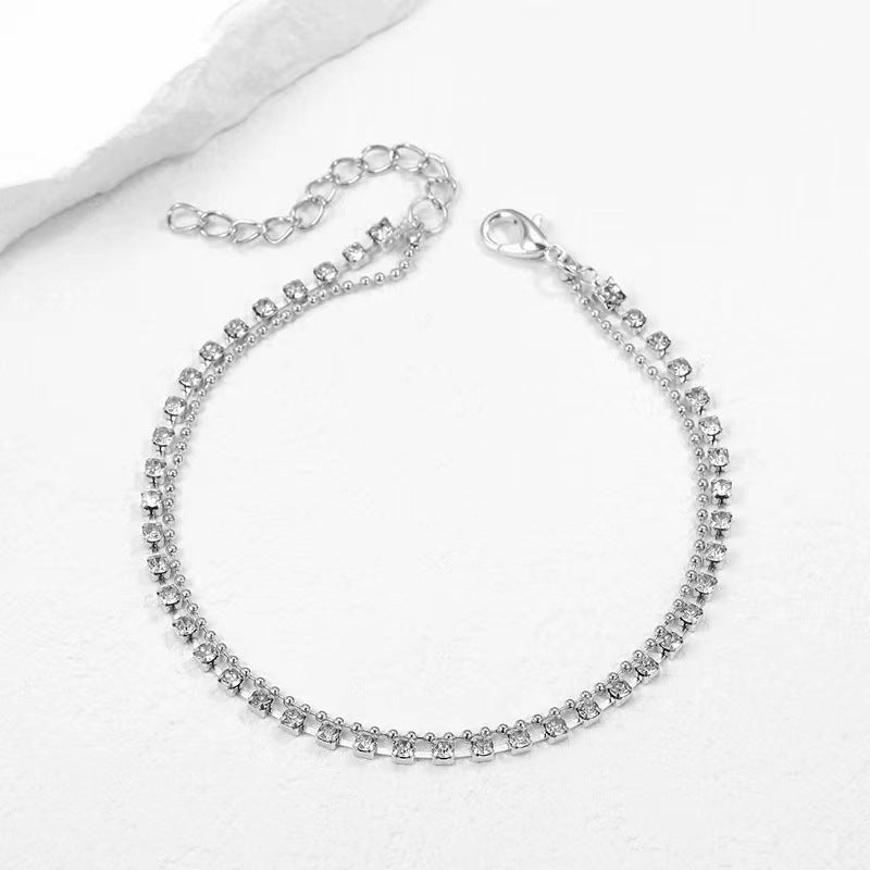 Simple Strass Cup Chain Handanklet Personality Multi-layer Bead Necklace