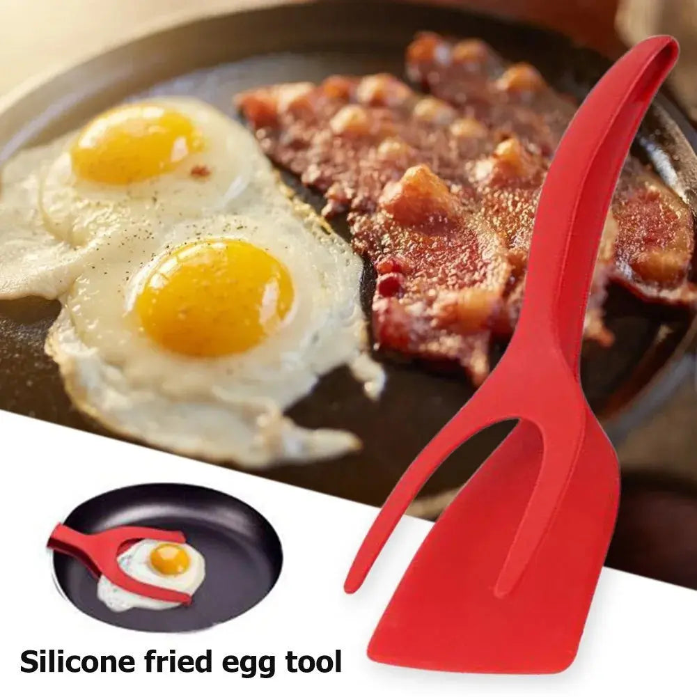 2 In 1 Grip And Flip Tongs Egg Spatula Tongs Clamp Pancake Fried Egg French Toast Omelet Overturned Kitchen Accessories - Image #1