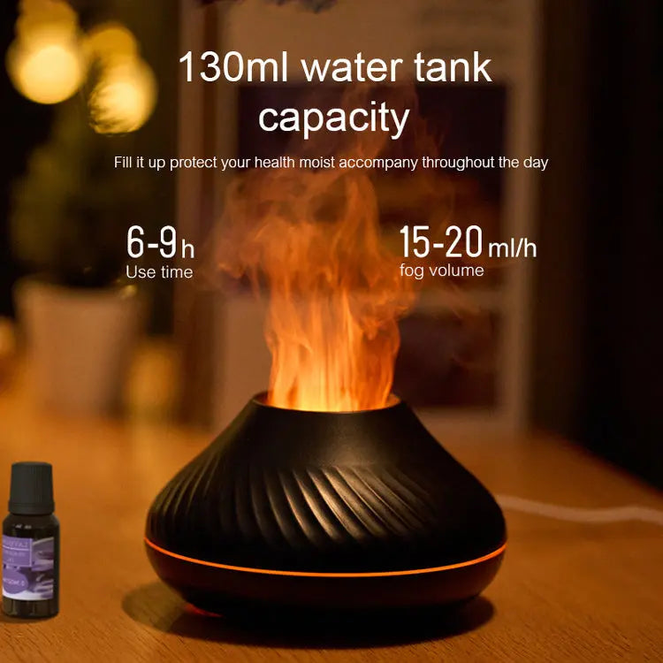 Newest RGB Flame Aroma Diffuser 130Ml 3d Colorful Flame Humidifier Fire Volcano Diffuser Flame - Image #6