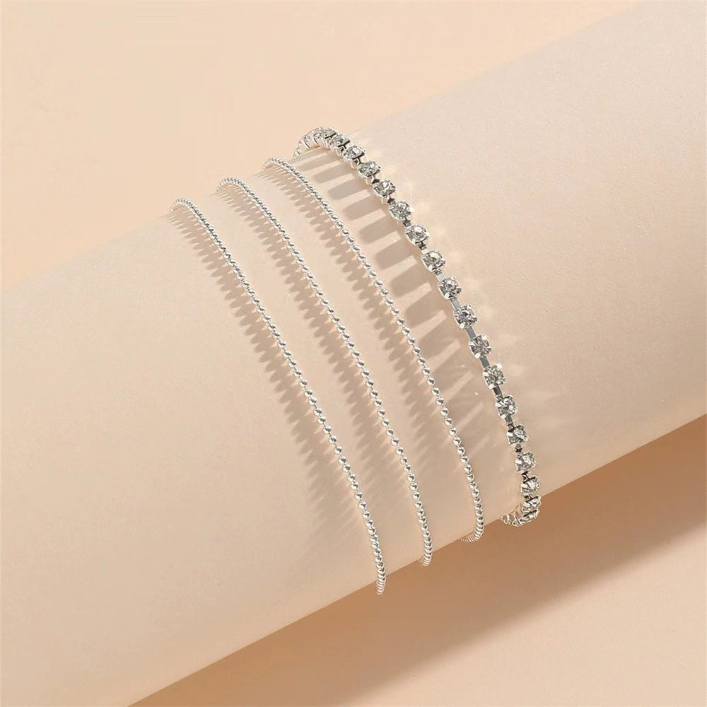 Simple Strass Cup Chain Handanklet Personality Multi-layer Bead Necklace