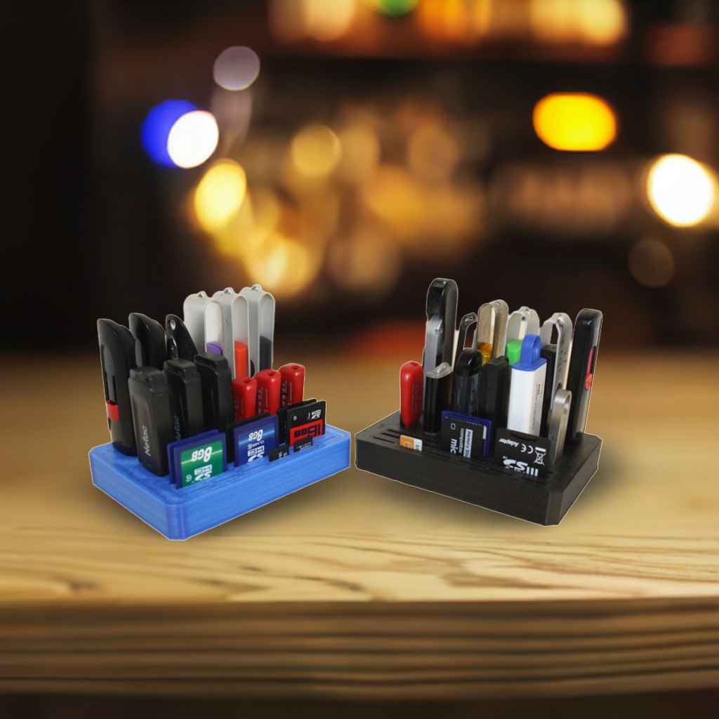 UsbStick 12, SDCard 6, microSDcard 6 Holder , Desktop Usb Organizer 3D Printed